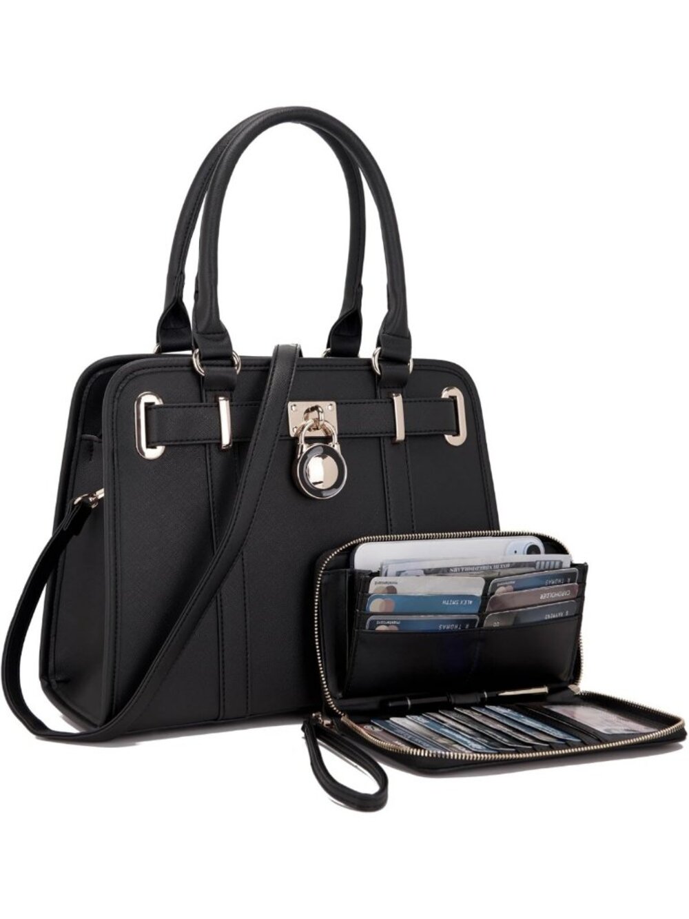 Stylish Structured Satchel Tote Handbag Set for Women with RFID Wallet & Purses